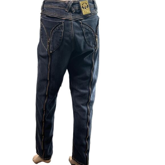 Dereon Dark Wash Contrast Stitching Decorative Pockets Relaxed Fit Jeans 13/14 - Picture 14 of 15